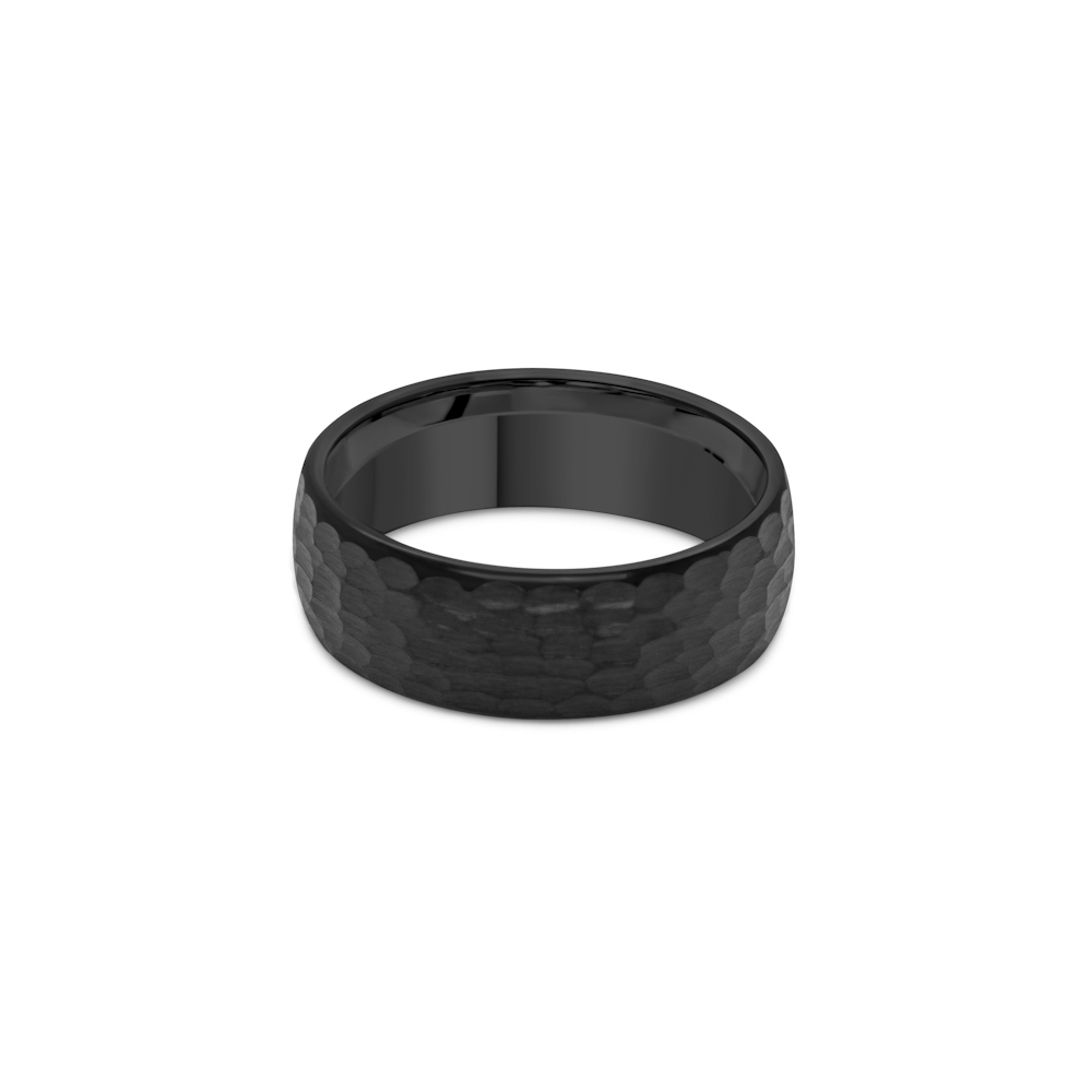 Tungsten Black 8mm Matt Hammer Finish Gents Band - Image 2