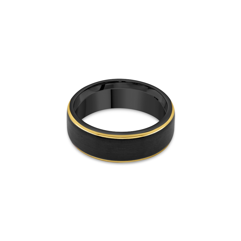 Tungsten 8mm Matt Black With Yellow Plating Gents Band - Image 2