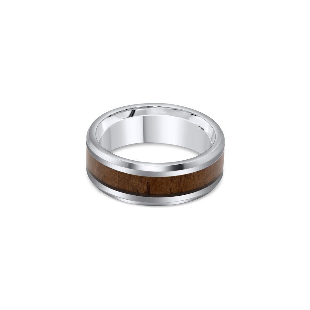 Tungsten 8mm & Walnut Wood Gents Band - Image 2