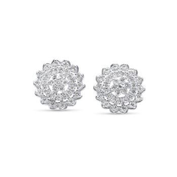 9ct White Gold Diamond Cluster Earrings