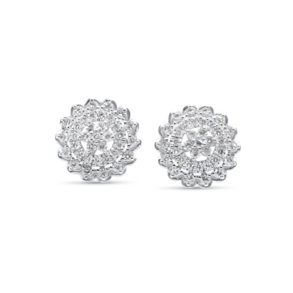 9ct White Gold Diamond Cluster Earrings