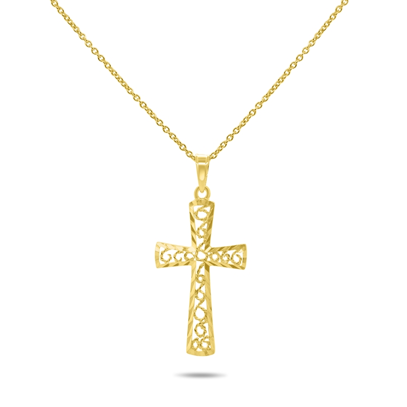 9ct Yellow Gold Filigree Cross Pendant