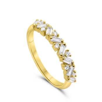 9ct Yellow Gold Baguette & Round Lab Grown Diamond Eternity Ring