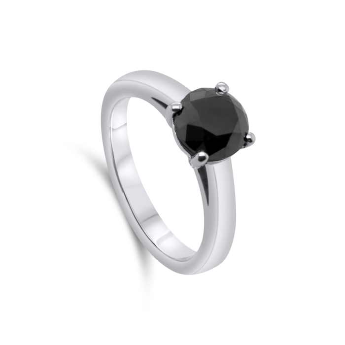 9ct White Gold 1.62ct Black Diamond Solitaire Ring