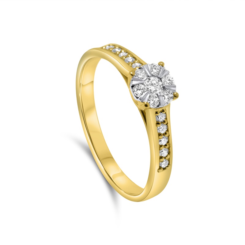 9ct Yellow Gold Natural Diamond Ring