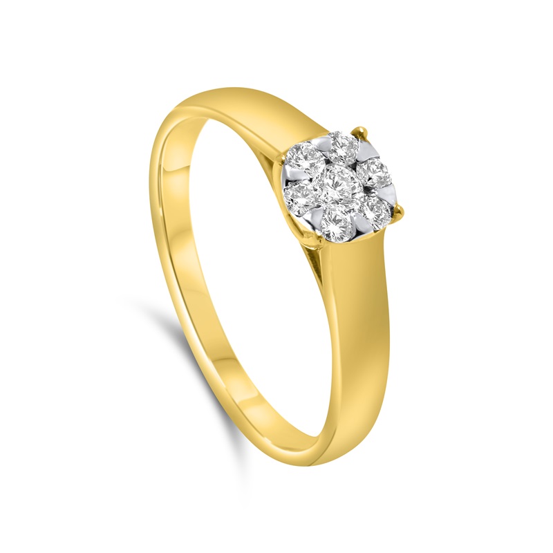 9ct Yellow Gold Diamond Cluster Ring