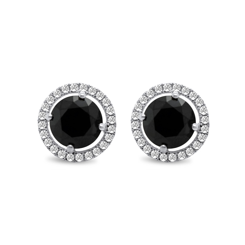 9ct White Gold 1.78ct Black & White Diamond Halo Earrings