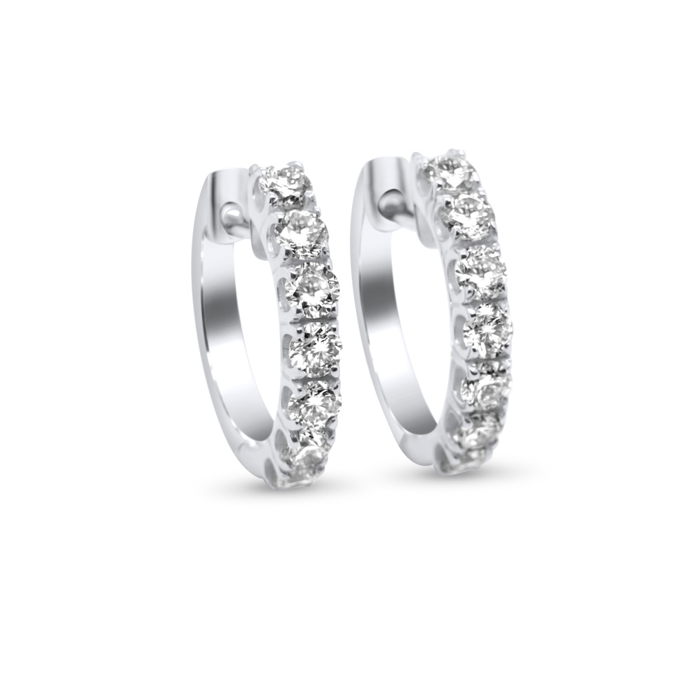 9ct White Gold 0.85ct Diamond Huggies Earrings