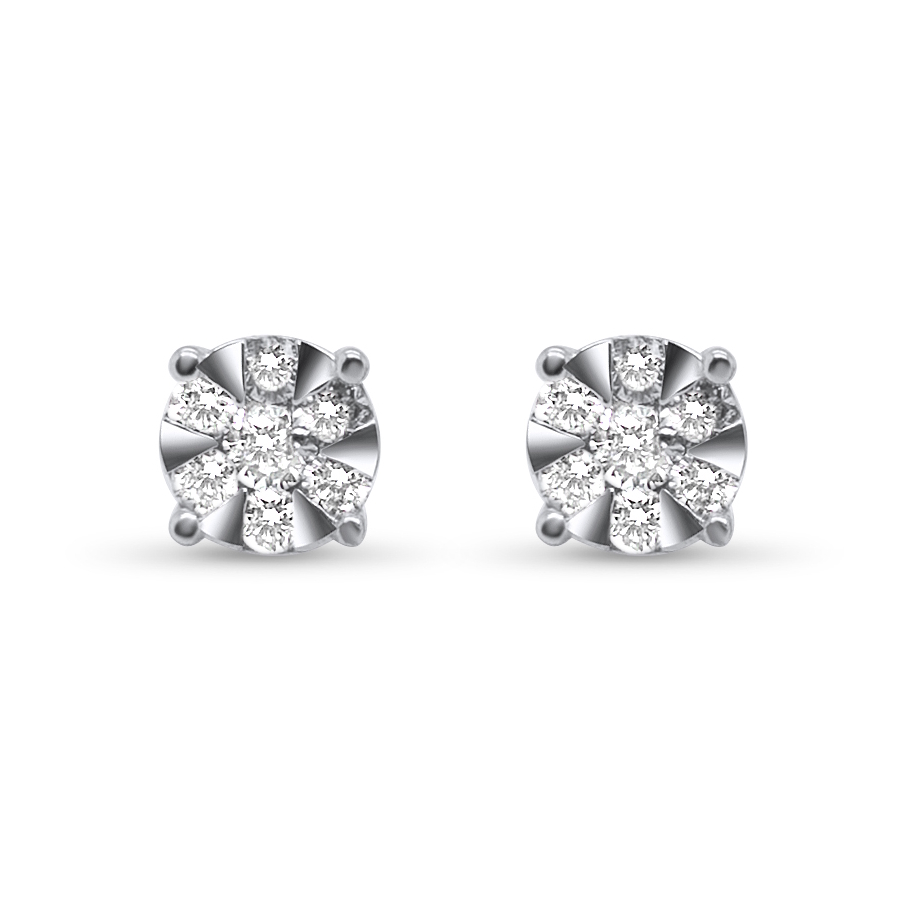 9ct White Gold Diamond Cluster Earrings