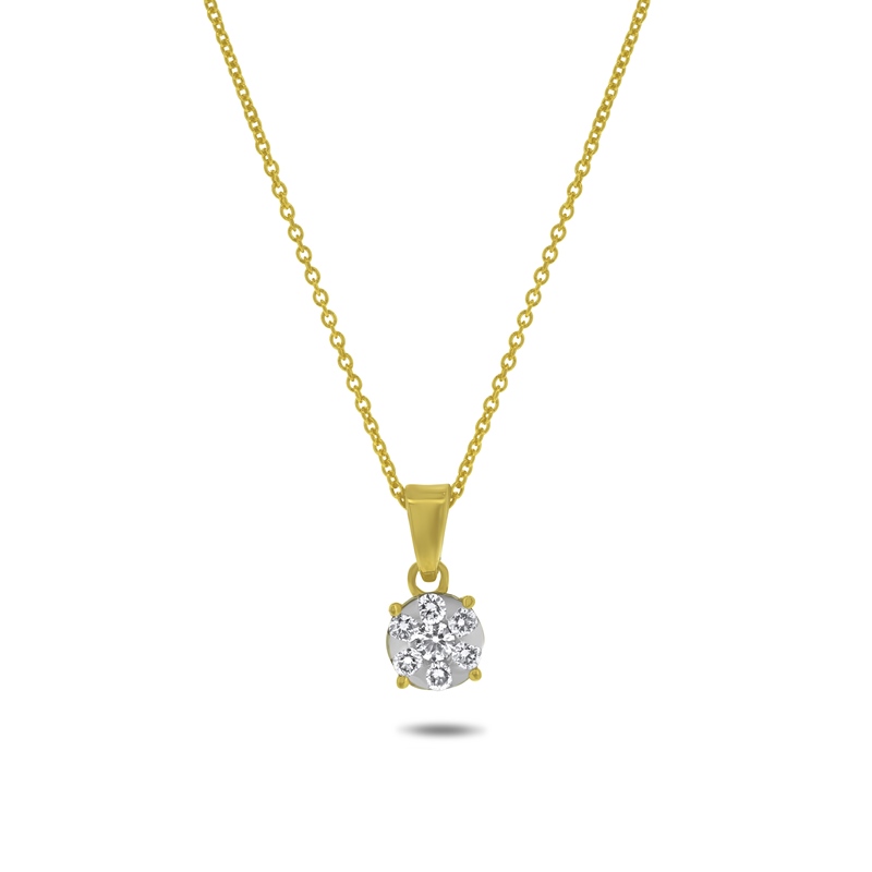 9ct Yellow Gold Diamond Cluster Pendant