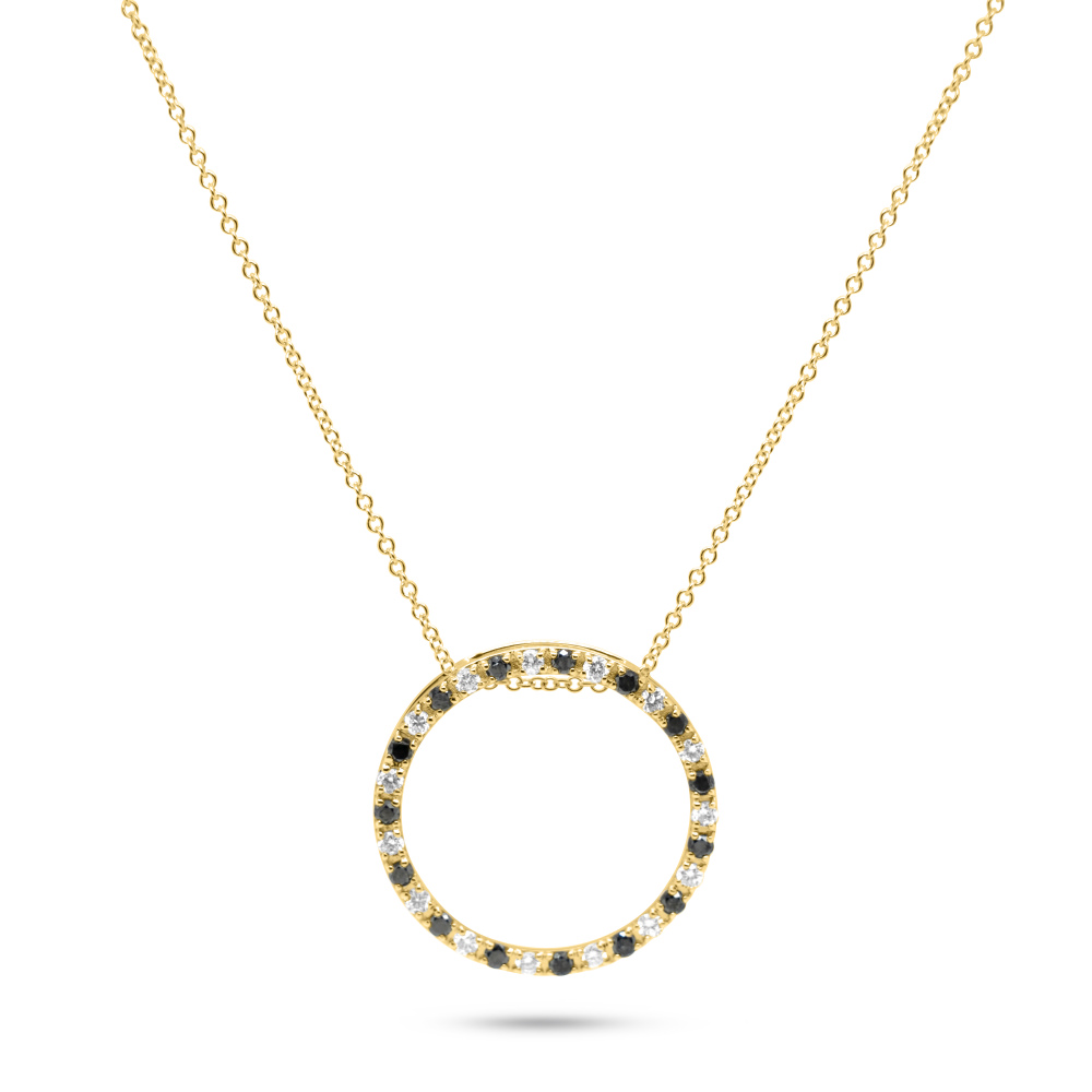 9ct Yellow Gold Black & White Diamond Pendant