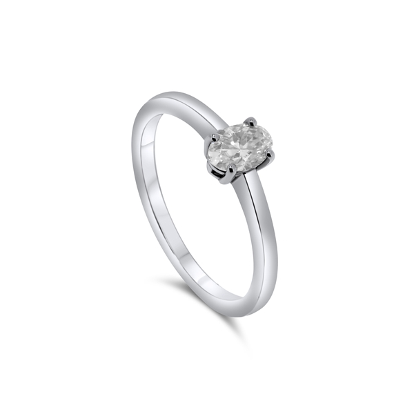 9ct White Gold 0.50ct Oval Shape Moissanite Solitaire Ring