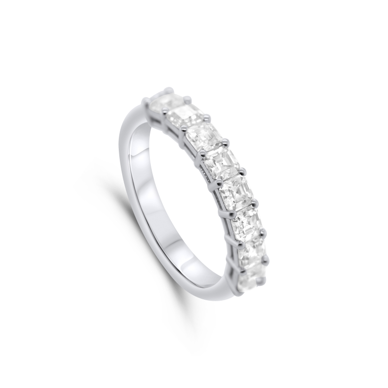 9ct White Gold Ascher Cut 1.15ct Moissanite Eternity Ring