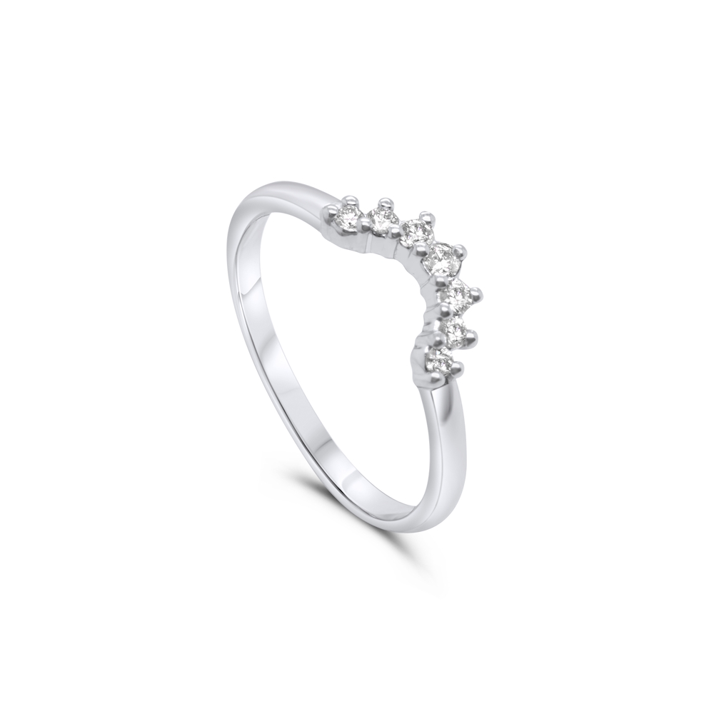 9ct White Gold Natural Diamond Curved Band