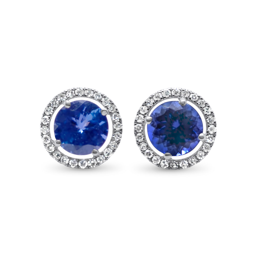 14ct White Gold 2.79ct Tanzanite & Diamond Halo Earrings