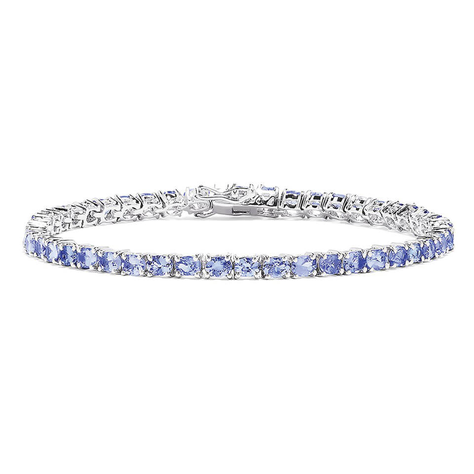 Silver 8.01ct Oval Tanzanite Tennis Bracelet