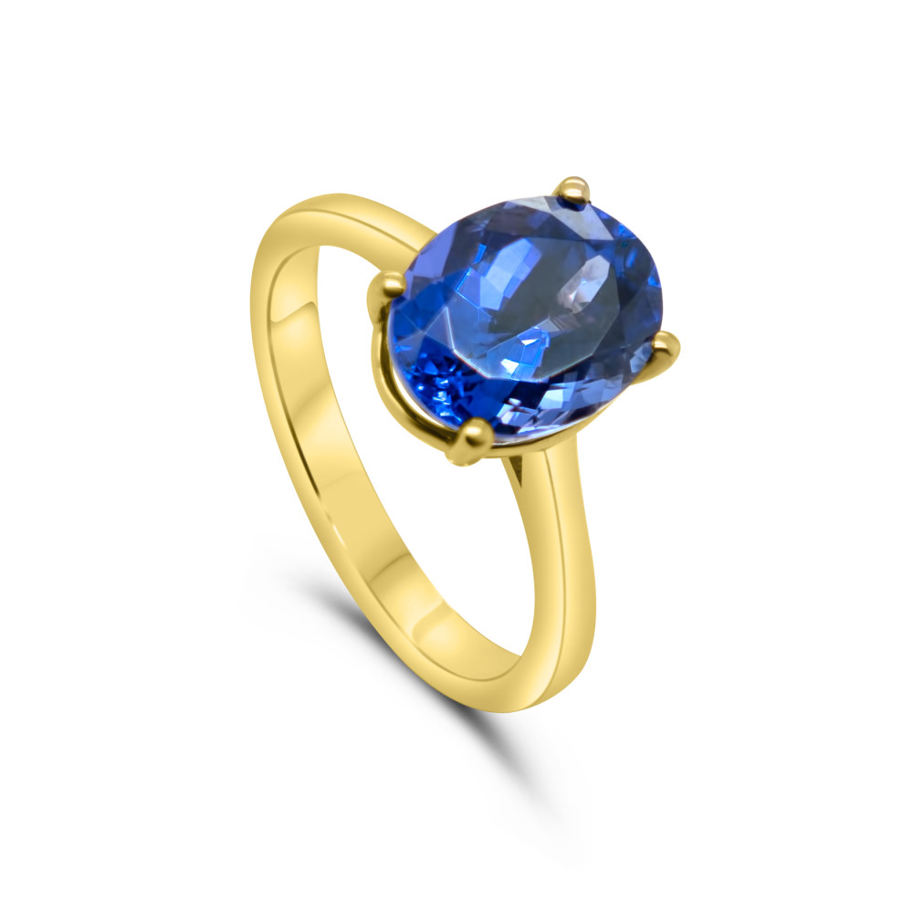 14ct Yellow Gold 4.48ct Oval Tanzanite Ring