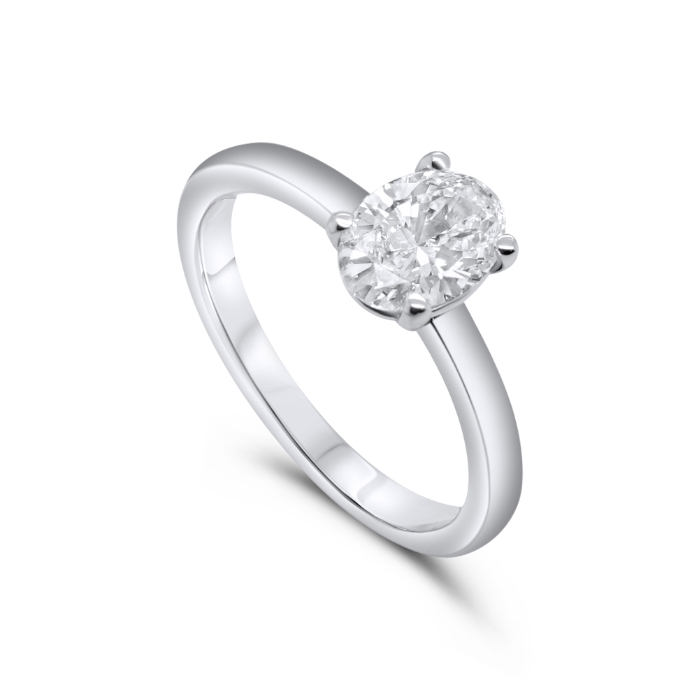 9ct White Gold 1.07ct Oval Lab Grown Diamond Solitaire Ring