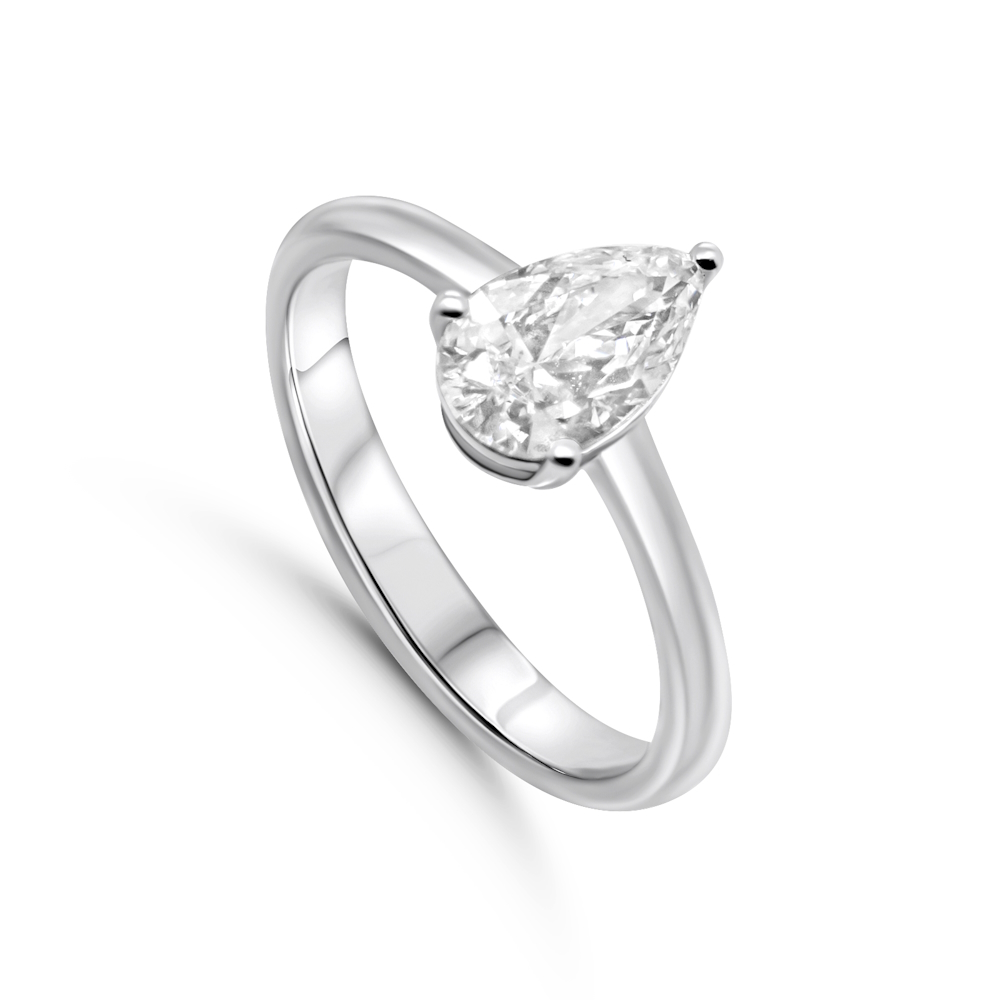 9ct White Gold 1.01ct Pear Lab Grown Diamond Solitaire Ring
