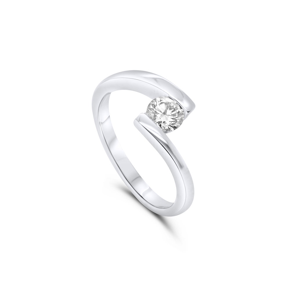 18ct White Gold Tension Set 0.53ct Lab Grown Diamond Ring