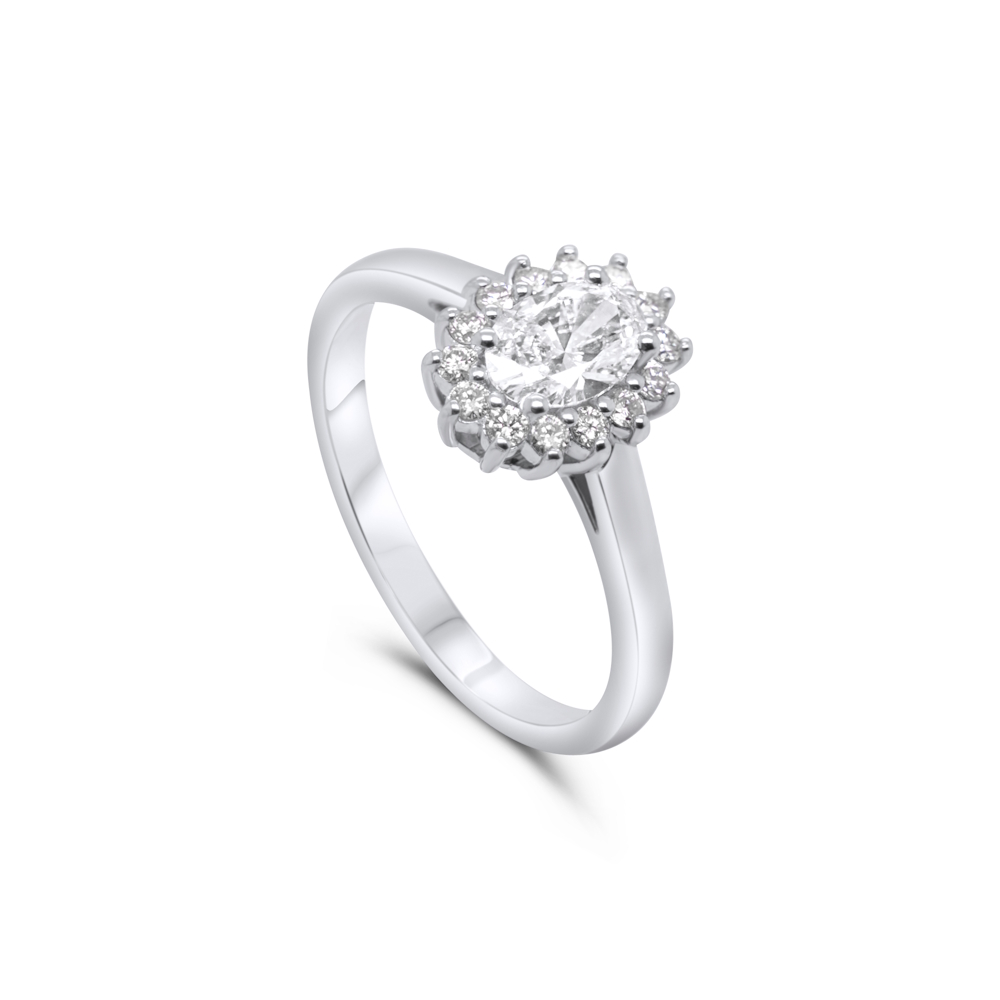 9ct White Gold Oval Lab Grown Diamond Halo Ring