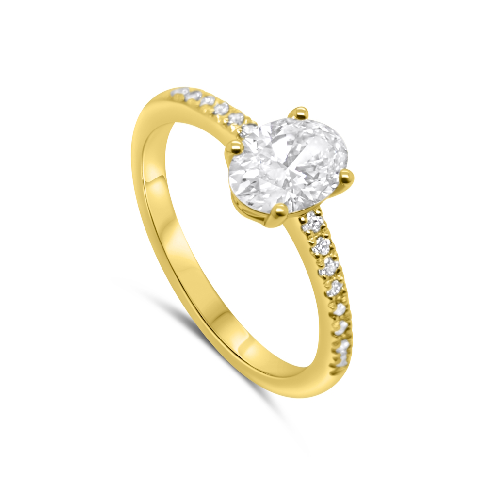 9ct Yellow Gold Oval Lab Grown Diamond Ring