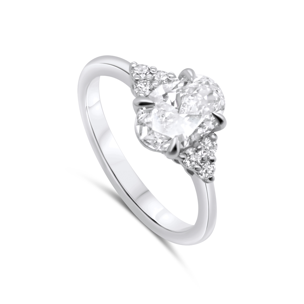 9ct White Gold Lab Grown Diamond Trilogy Style Ring
