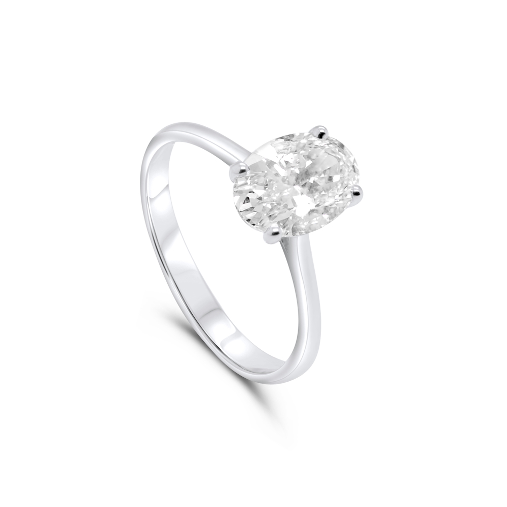9ct White Gold 1.03ct Oval Lab Grown Diamond Solitaire Ring