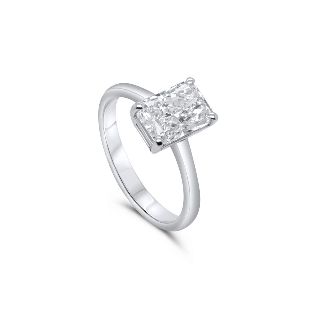 9ct White Gold 1.71ct Radiant Cut Lab Grown Diamond Solitaire Ring