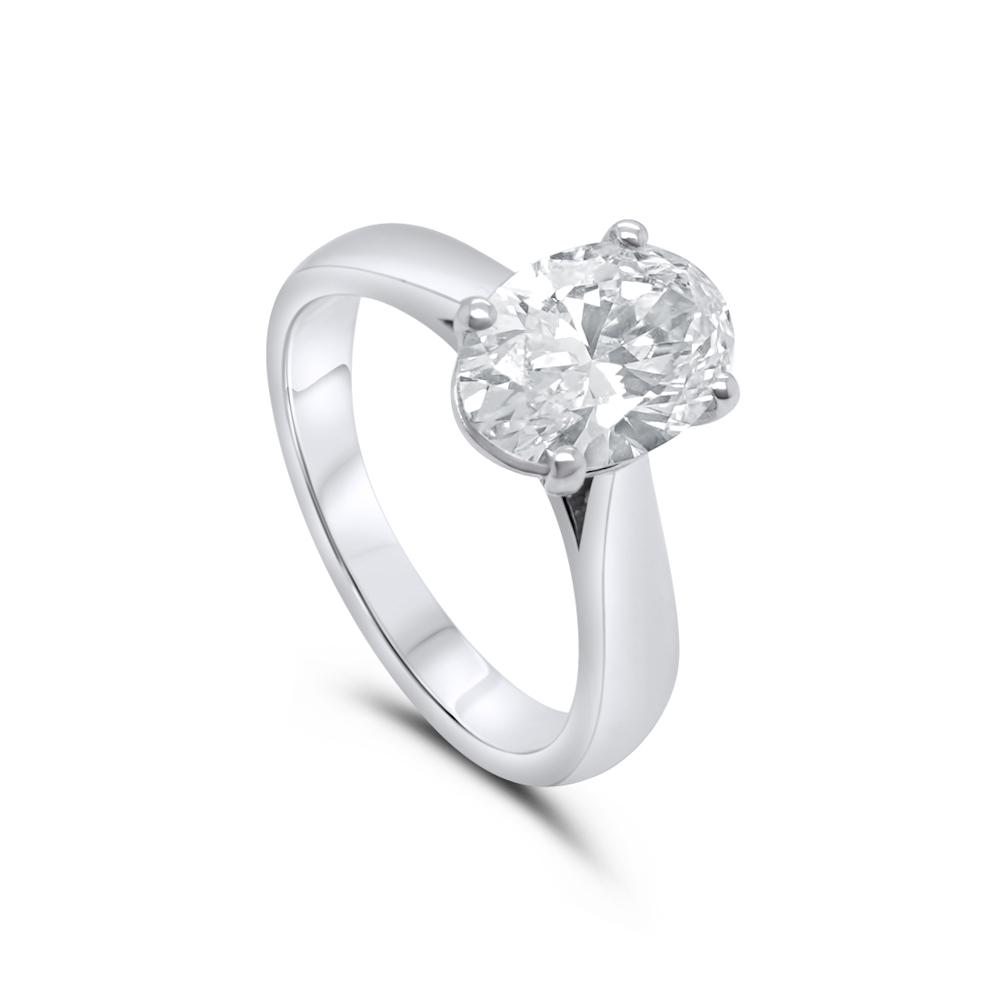 9ct White Gold 3.06ct Oval Lab Grown Diamond Solitaire Ring