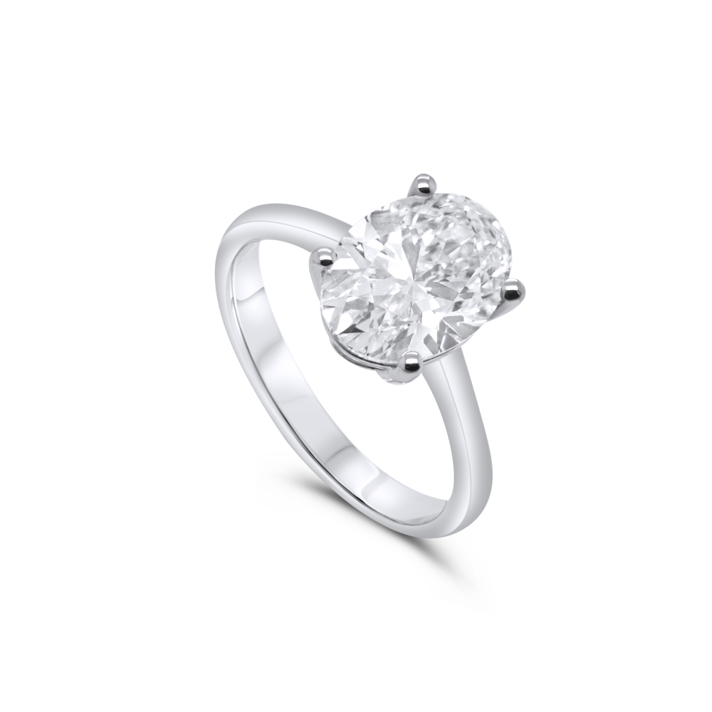 9ct White Gold 3.04ct Oval Cut Lab Grown Diamond Solitaire Ring