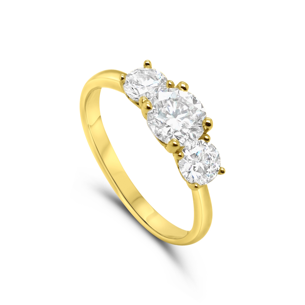 9ct Yellow Gold Lab Grown Diamond Trilogy Ring