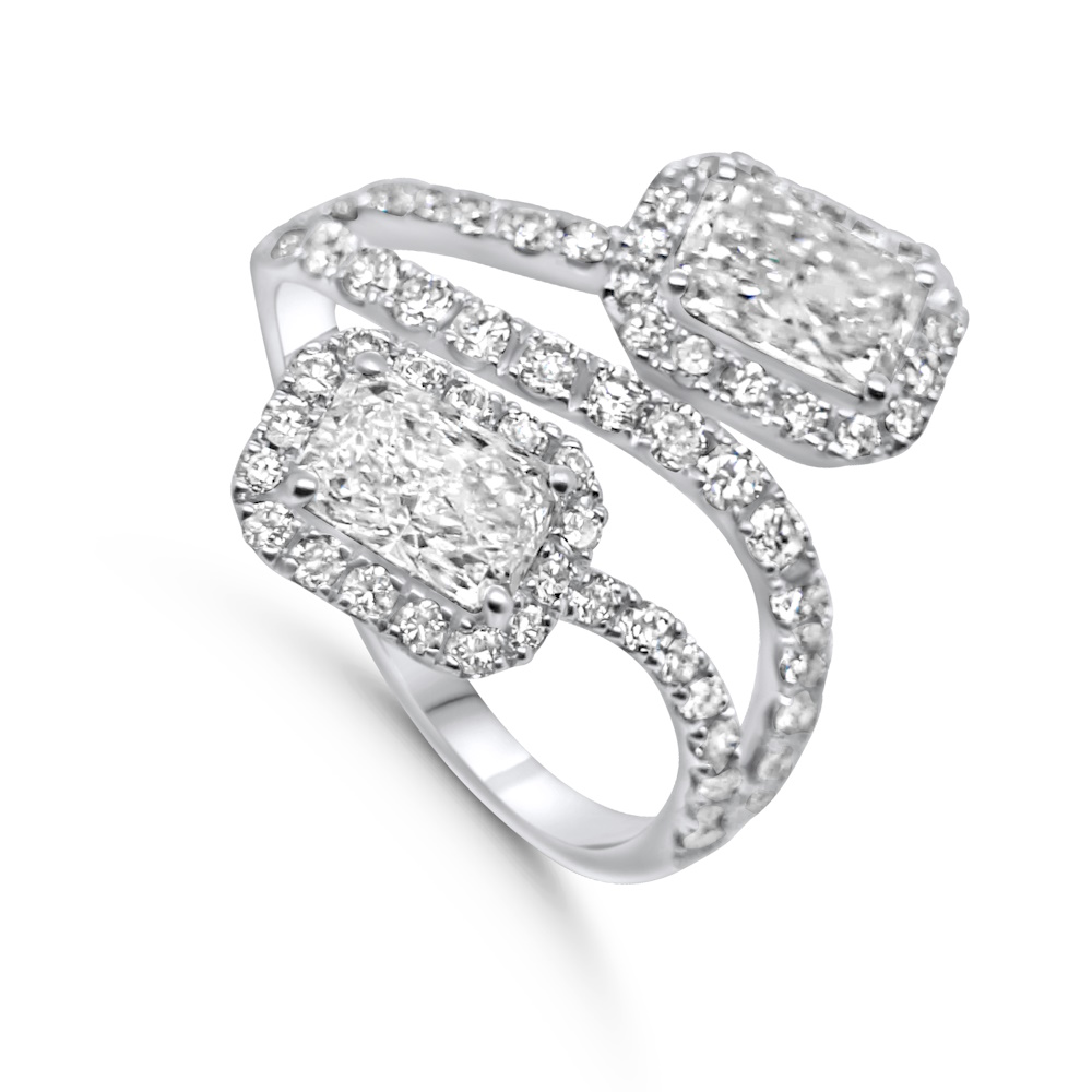 10ct White Gold Radiant Cut Lab Grown Diamond Ring