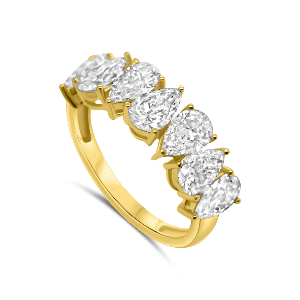 14ct Yellow Gold 2.83ct Pear Shape Lab Grown Diamond Eternity Ring