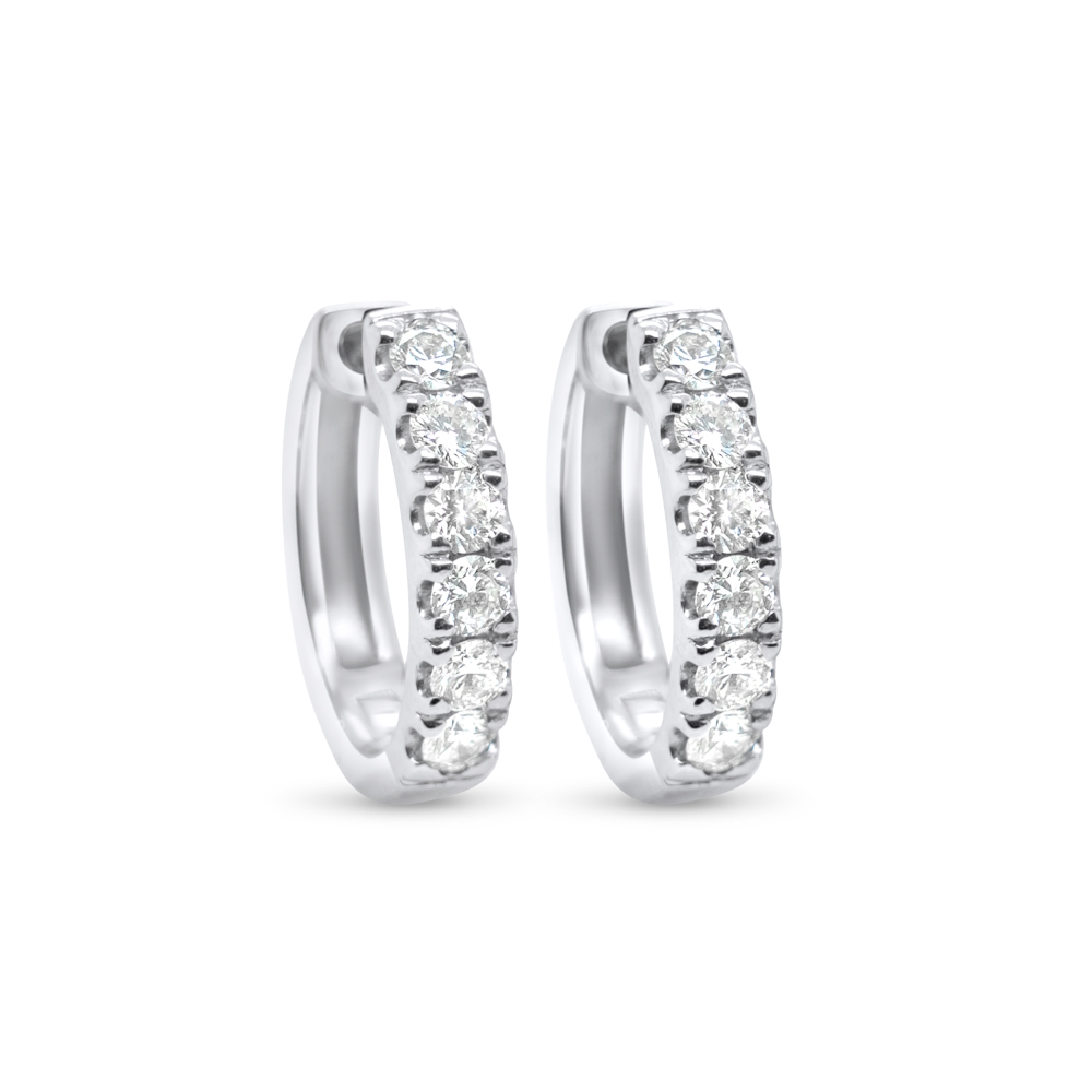 9ct White Gold Lab Grown 1.00ct Diamond Huggie Earrings