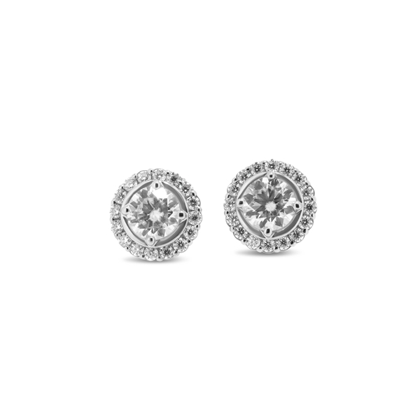 9ct White Gold Lab Grown Diamond Halo Earrings