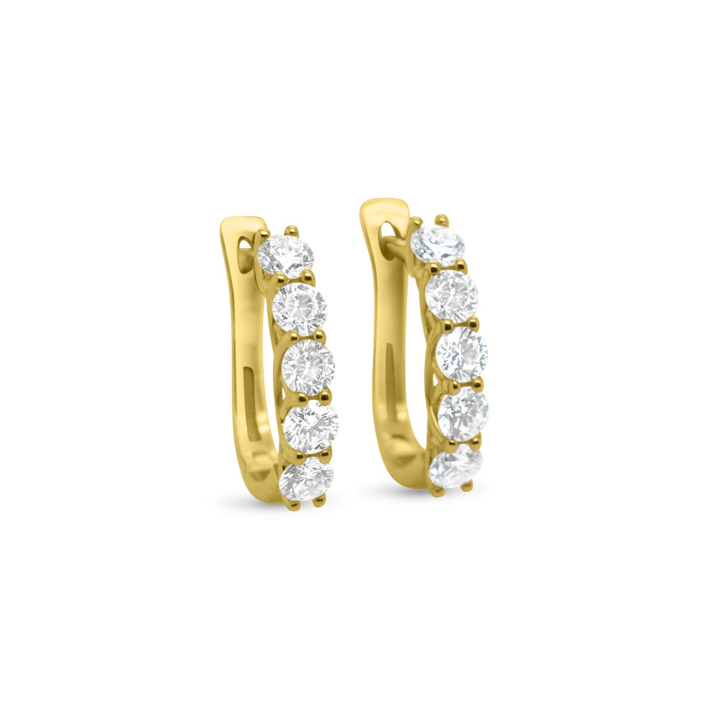 9ct Yellow Gold Lab Grown 1.04ct Diamond Huggie Earrings