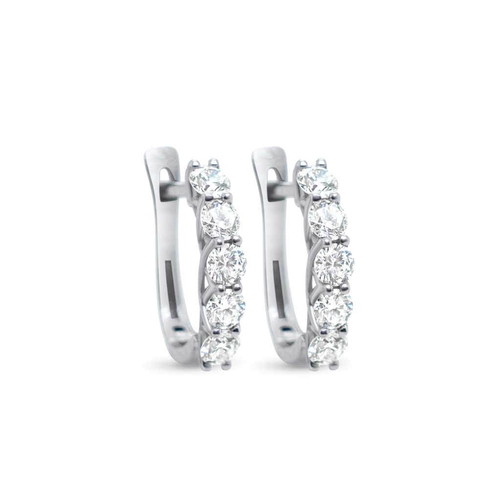 9ct White Gold Lab Grown 1.03ct Diamond Huggie Earrings