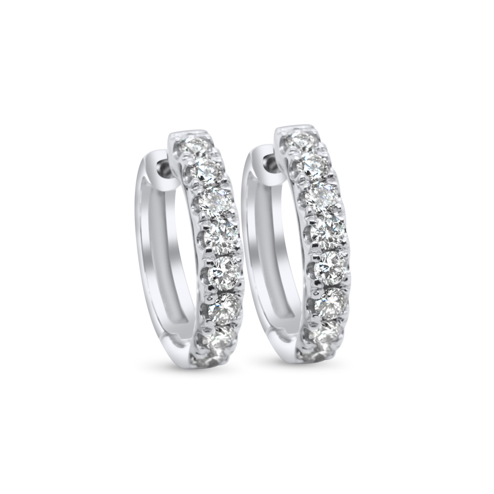 9ct White Gold Lab Grown 0.80ct Diamond Huggie Earrings