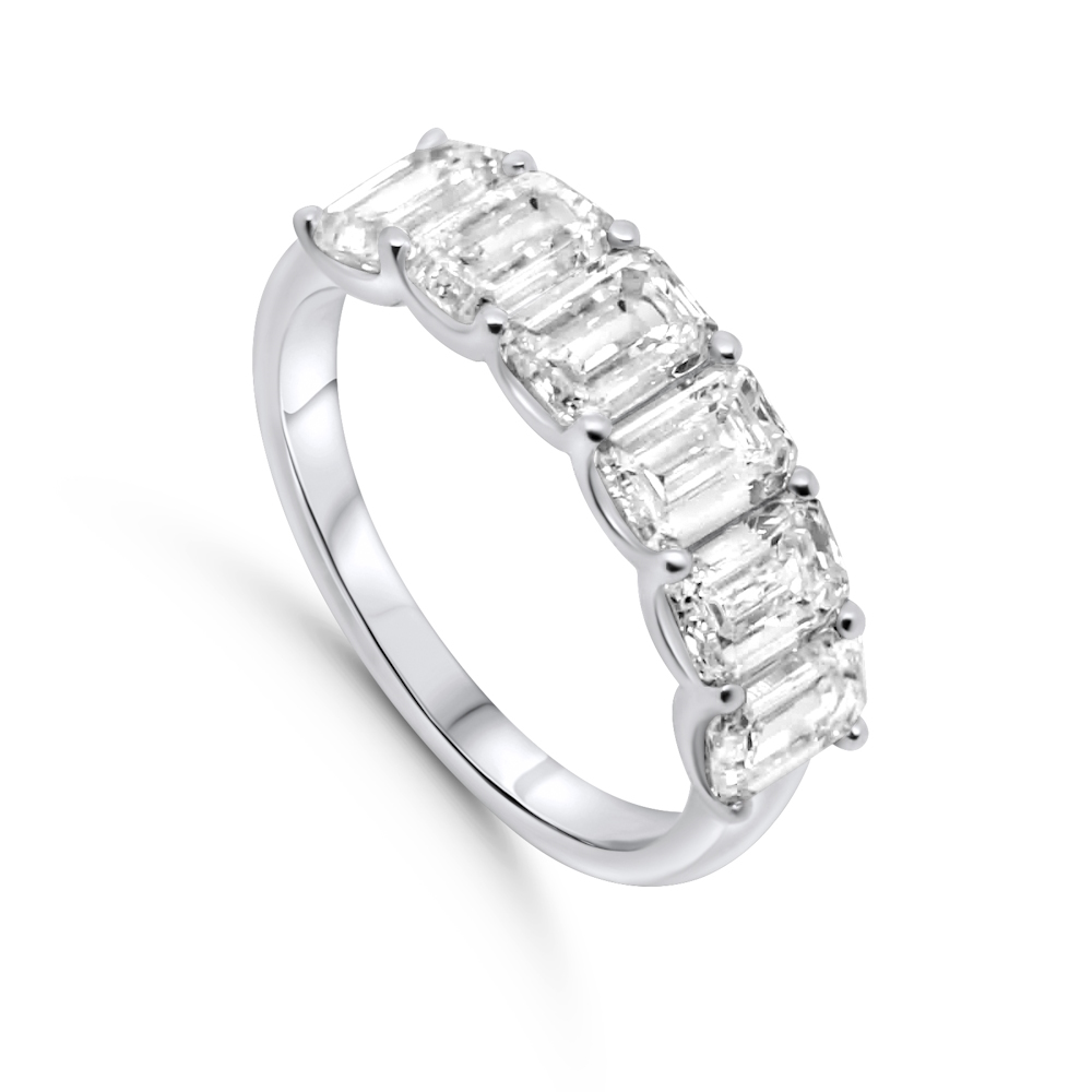 Platinum 3.13ct Emerald Cut Lab Grown Diamond Eternity Ring